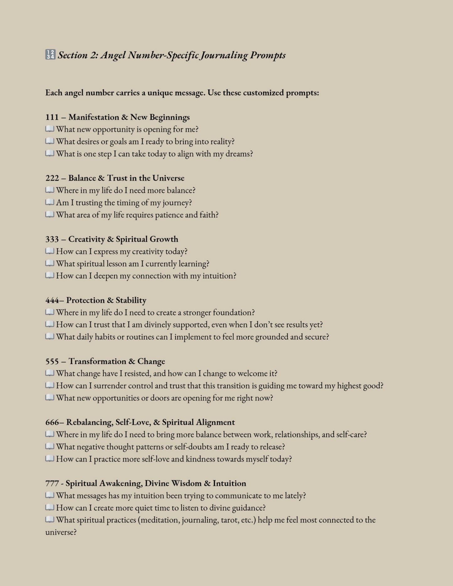 Divine Deck Creations _ My Angel Number Journaling Guide β Digital Workbook (Fillable + Printable)