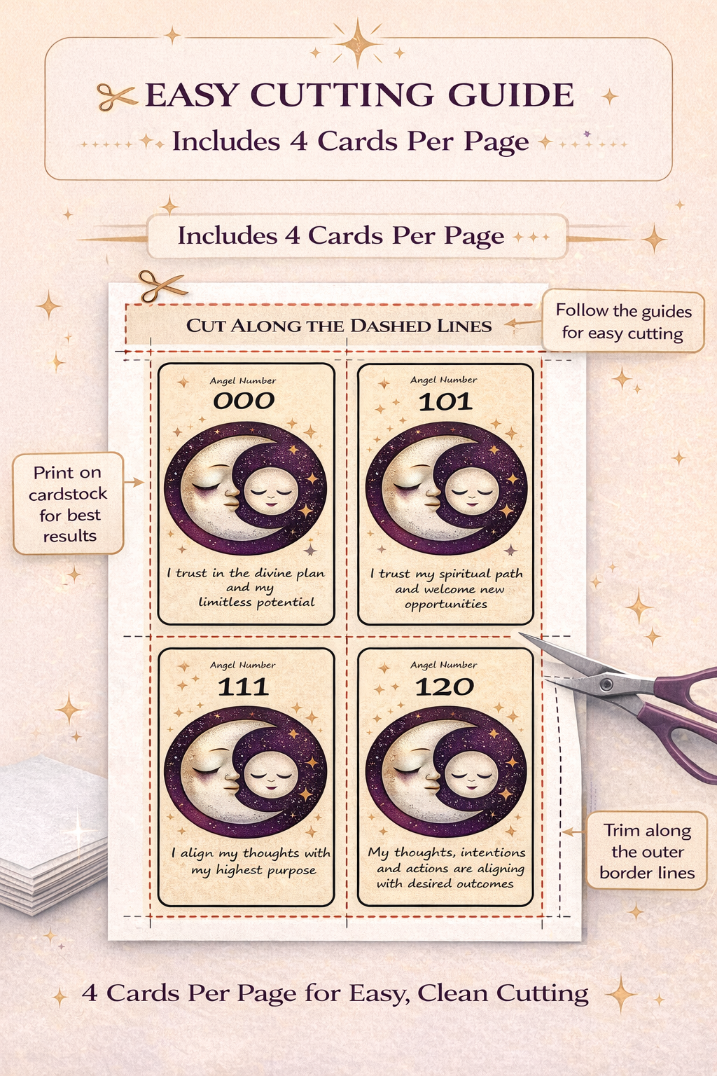 Angel Number 44 Affirmation Card Deck – Printable & Downloadable