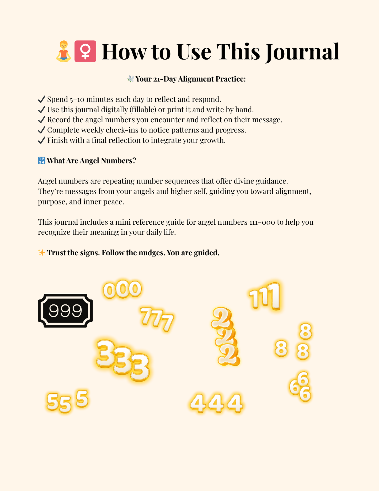 21-Day Angel Number Journaling Workbook – Printable & Fillable